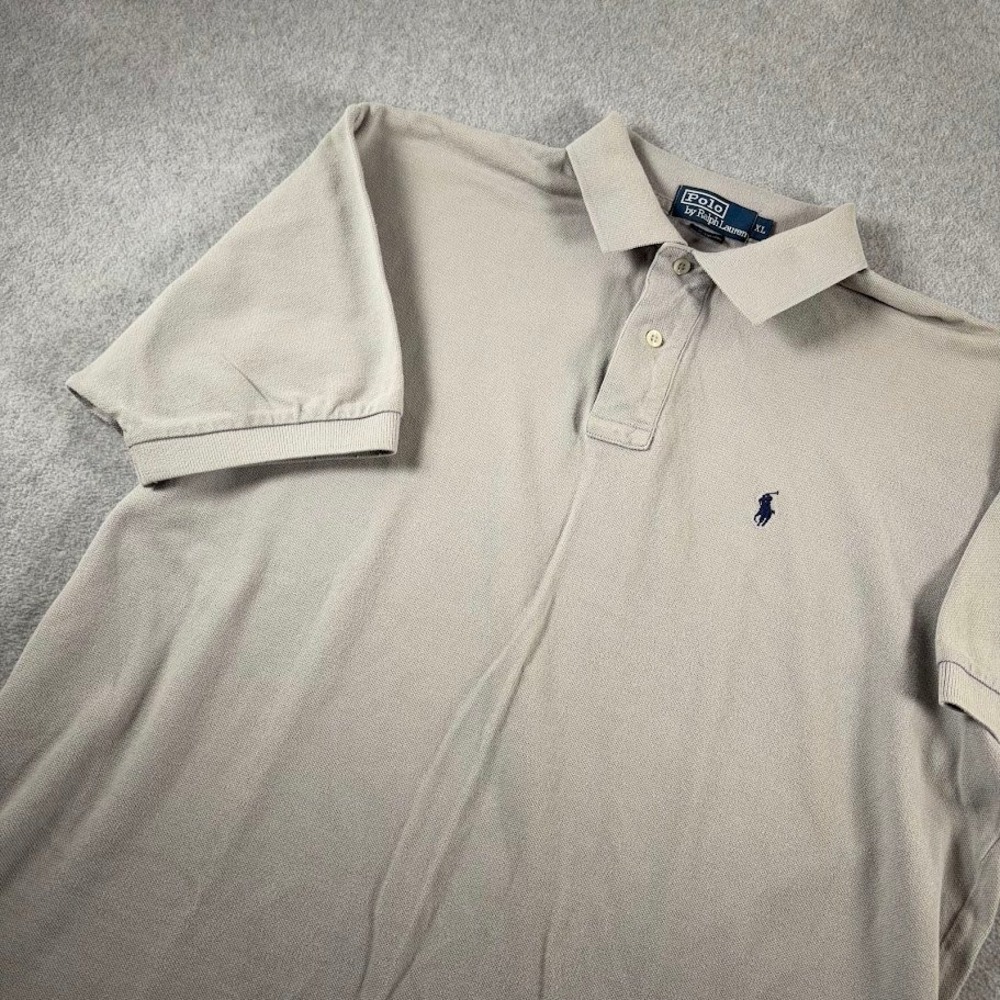 Polo Ralph Lauren Polo Shirt Mens XL Tan Solid Pique Short Sleeve Pony Logo